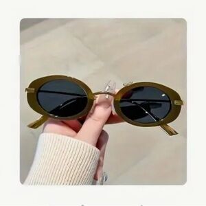 Olive Green Frames Gold Trim and Grey lenses  90s-Inspired Sunglasses